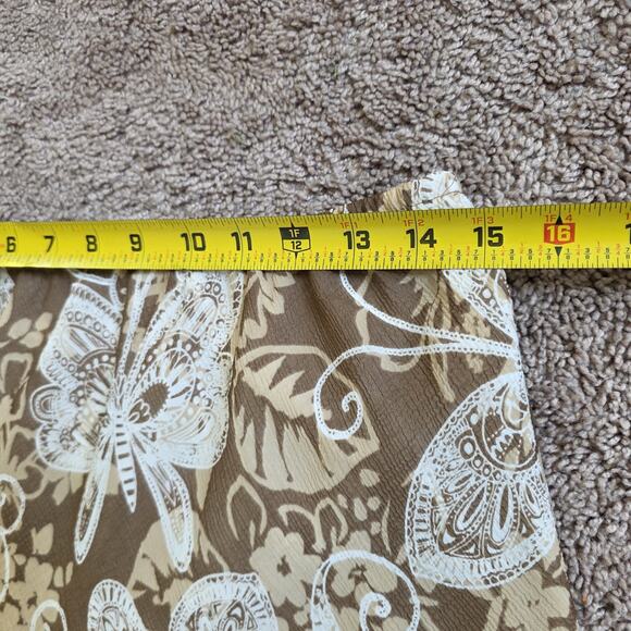 Vtg Floral Butterfly Midi Skirt Womens 12 Brown Tiered Fairy Boho Hippie Flowy - Picture 7 of 8